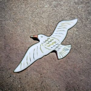 Vintage Hand Crafted Hand Painted Copper Seagull Brooch